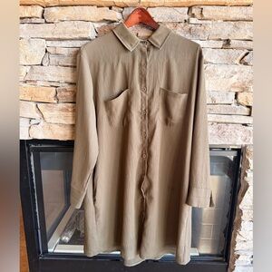Olive Button-up Shirt Dress